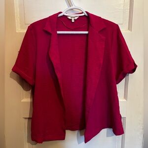 Fuchsia Pink Short Sleeve Blouse